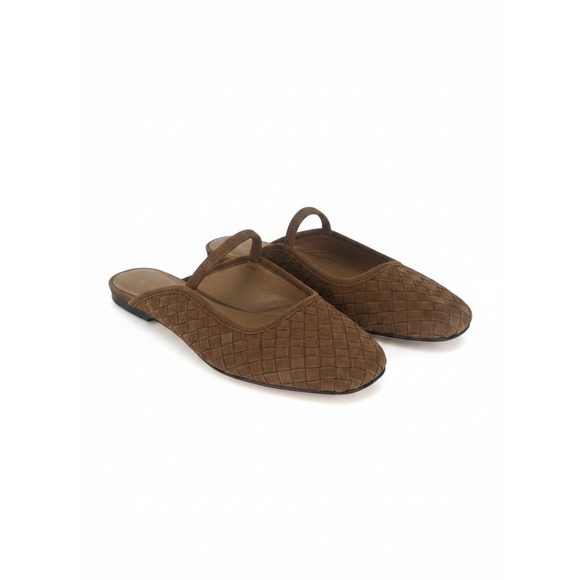 Madewell Shoes - Madewell Greta Ballet Flat Mule Warm Hickory Woven Suede Leather Shoes Size 8